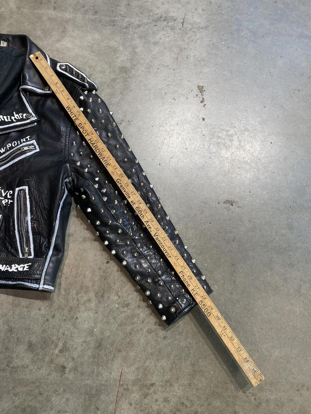 Vintage 90s Punk Studded Leather Jacket anticimex discharge - Picture 14 of 15